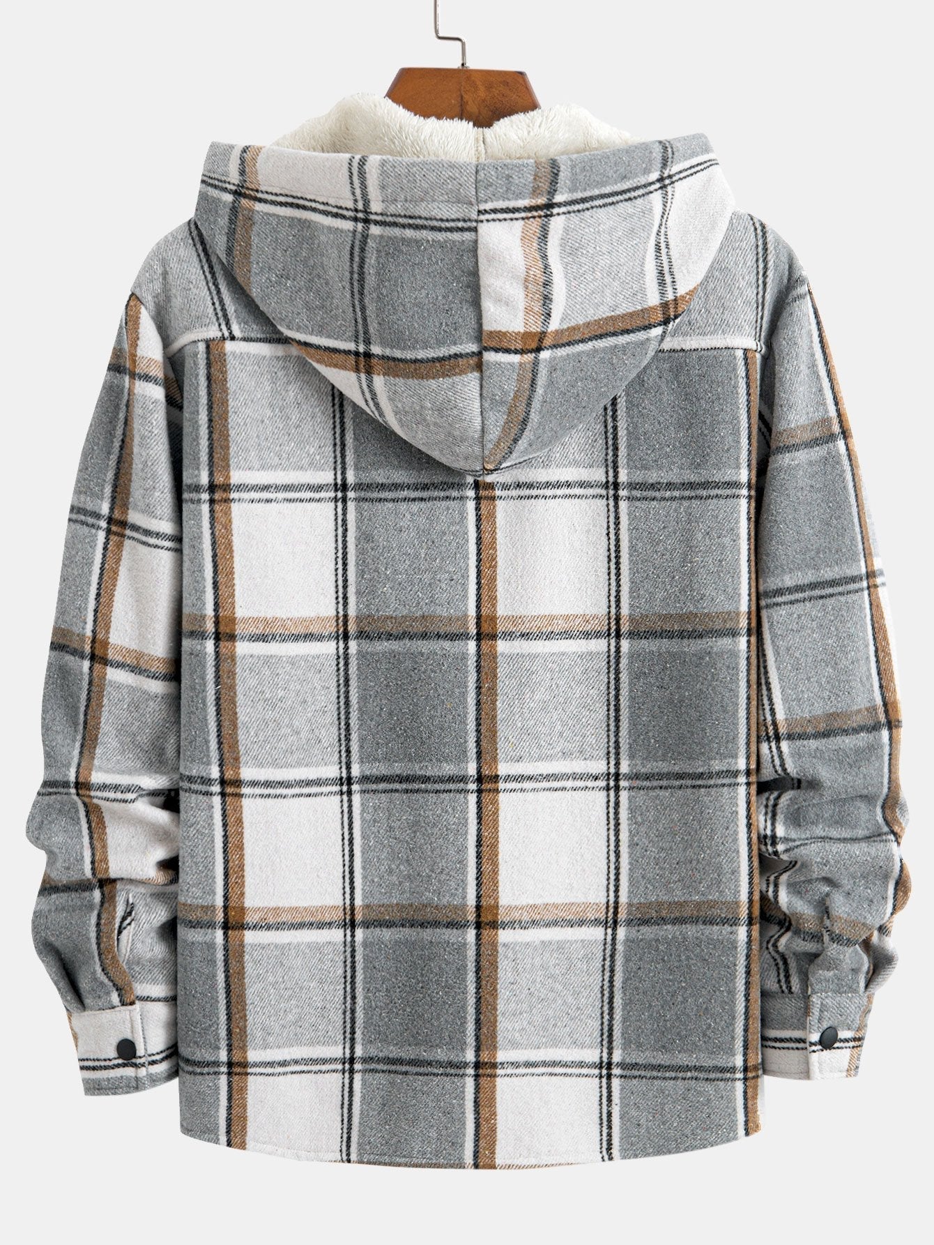 Fleece Lined Plaid Hooded  Overshirt