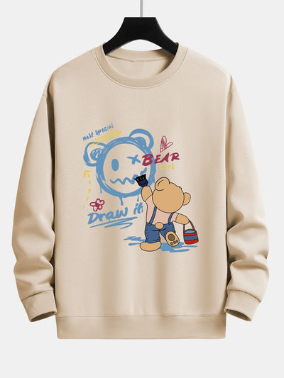 Graffiti Bear Print Relax Fit Sweatshirt