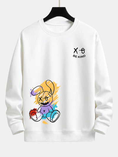 Graffiti Rabbit Print Relax Fit Sweatshirt