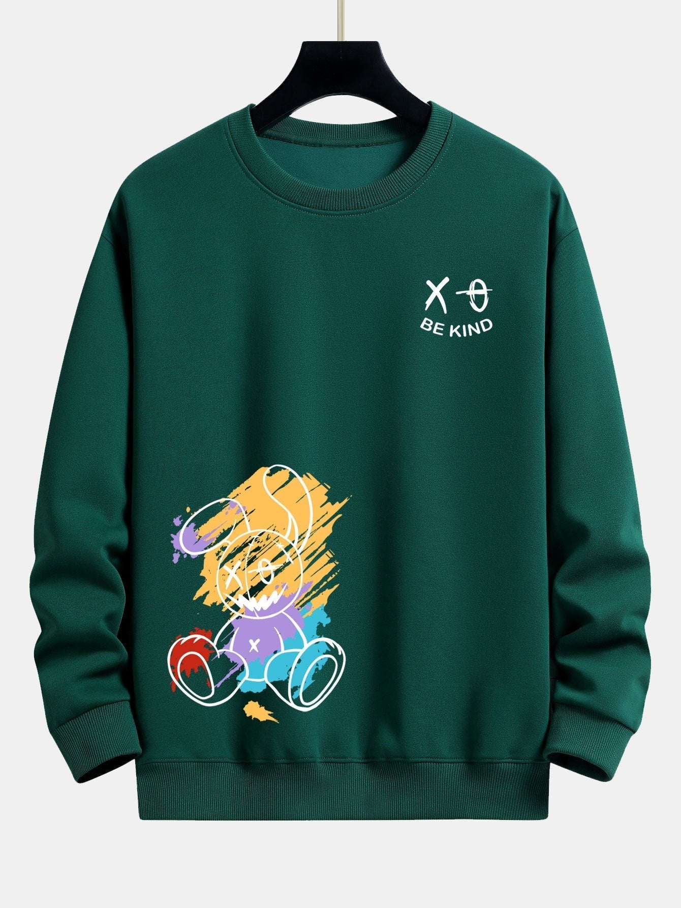 Graffiti Rabbit Print Relax Fit Sweatshirt