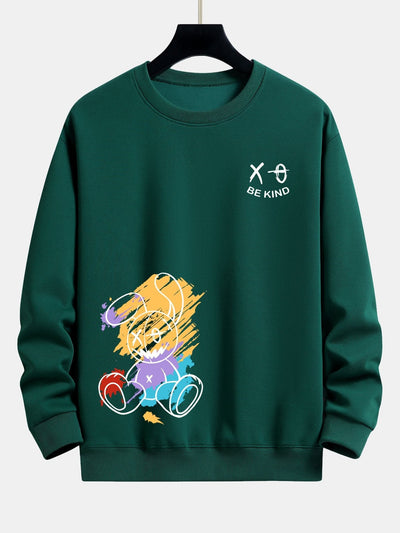 Graffiti Rabbit Print Relax Fit Sweatshirt
