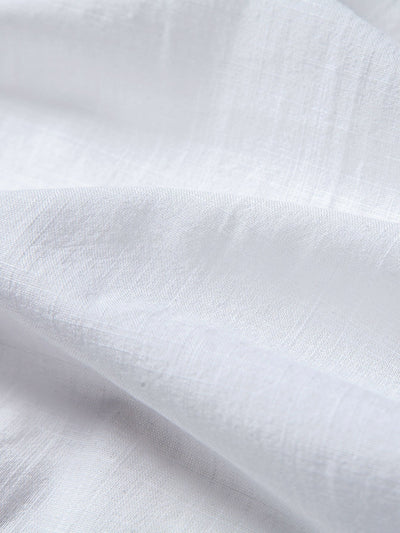 Linen Look Cotton Button Up Shirt & Stripe Print Swim Shorts
