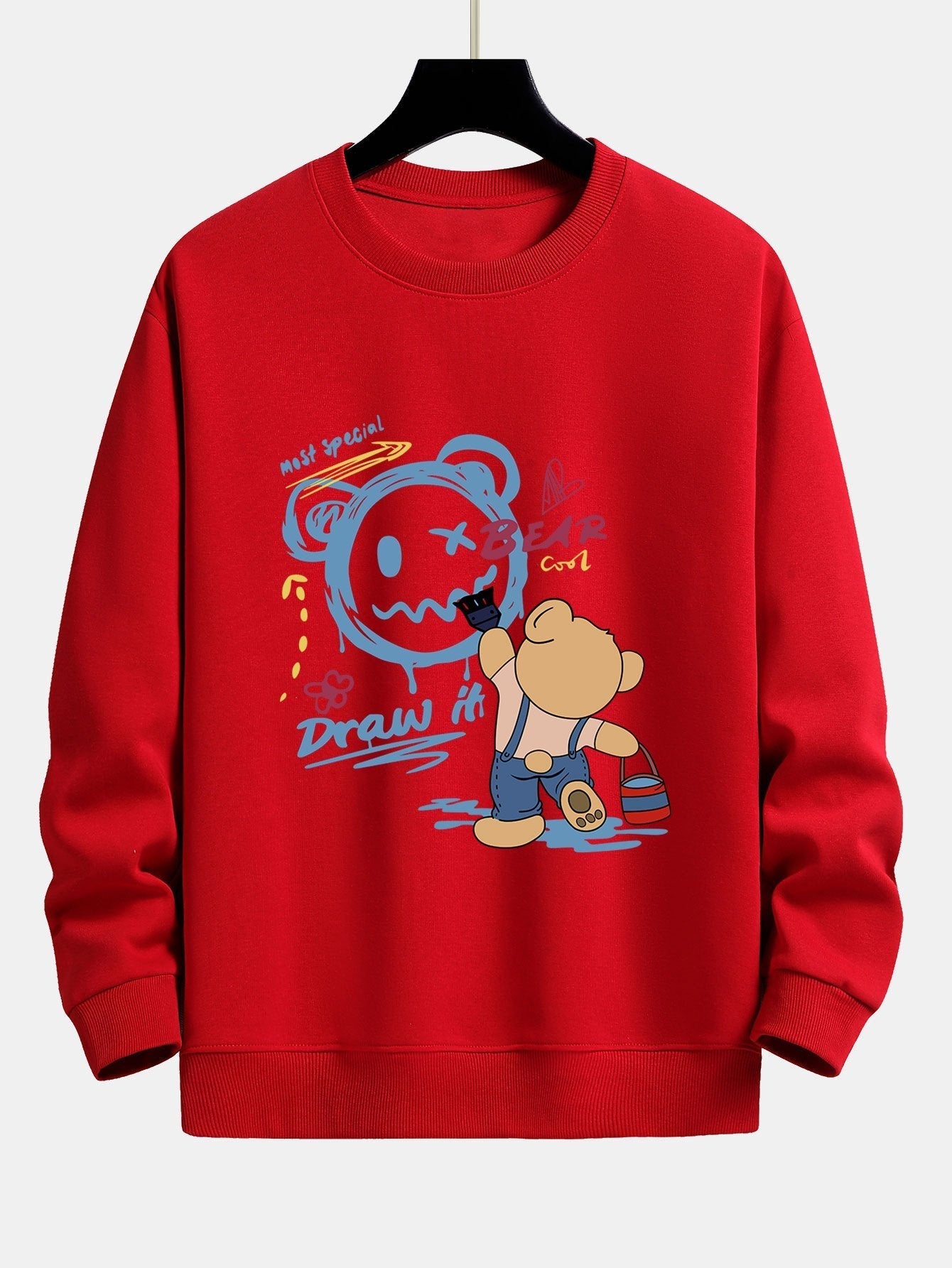 Graffiti Bear Print Relax Fit Sweatshirt