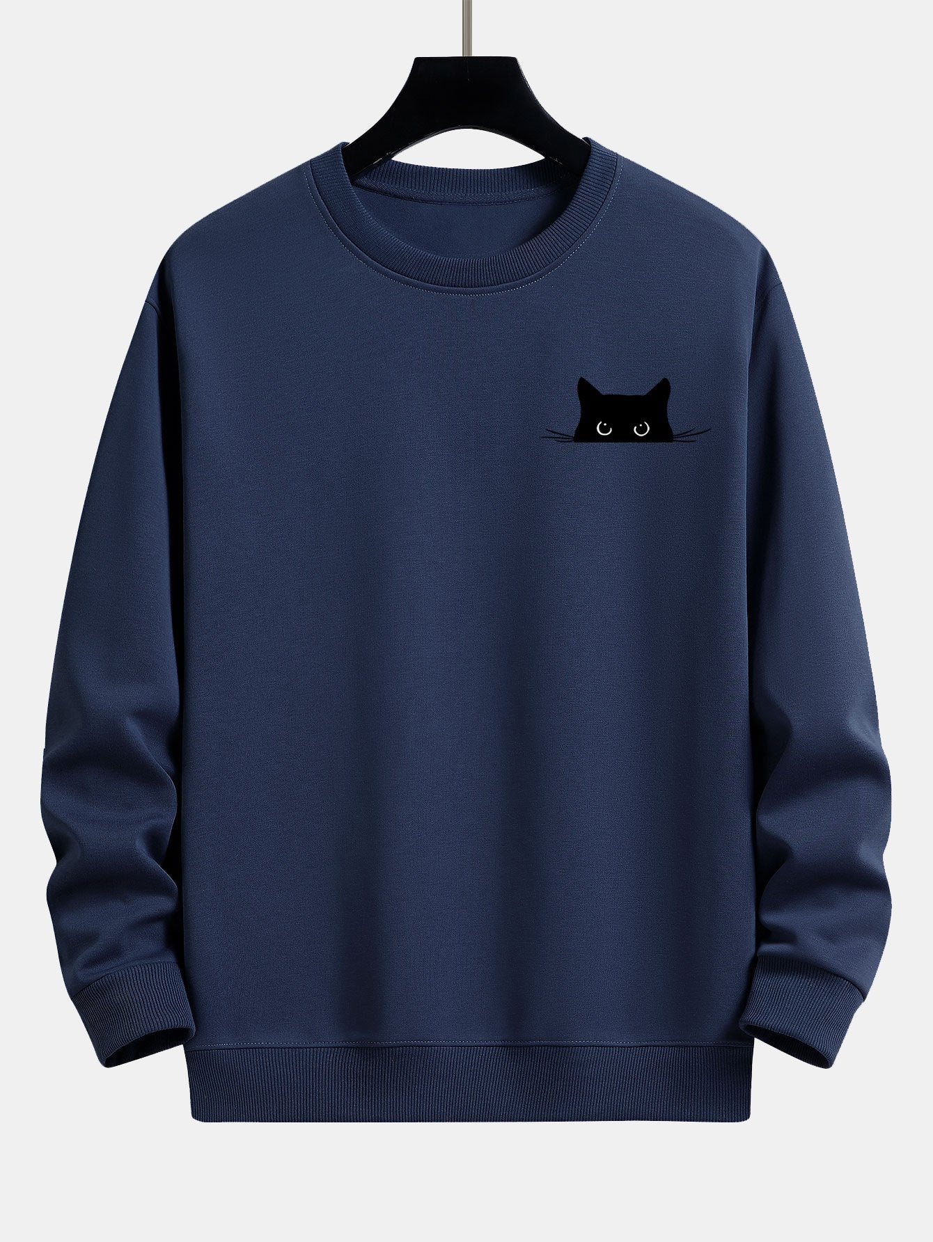 Zwarte Kat Print Relaxed Fit Sweatshirt