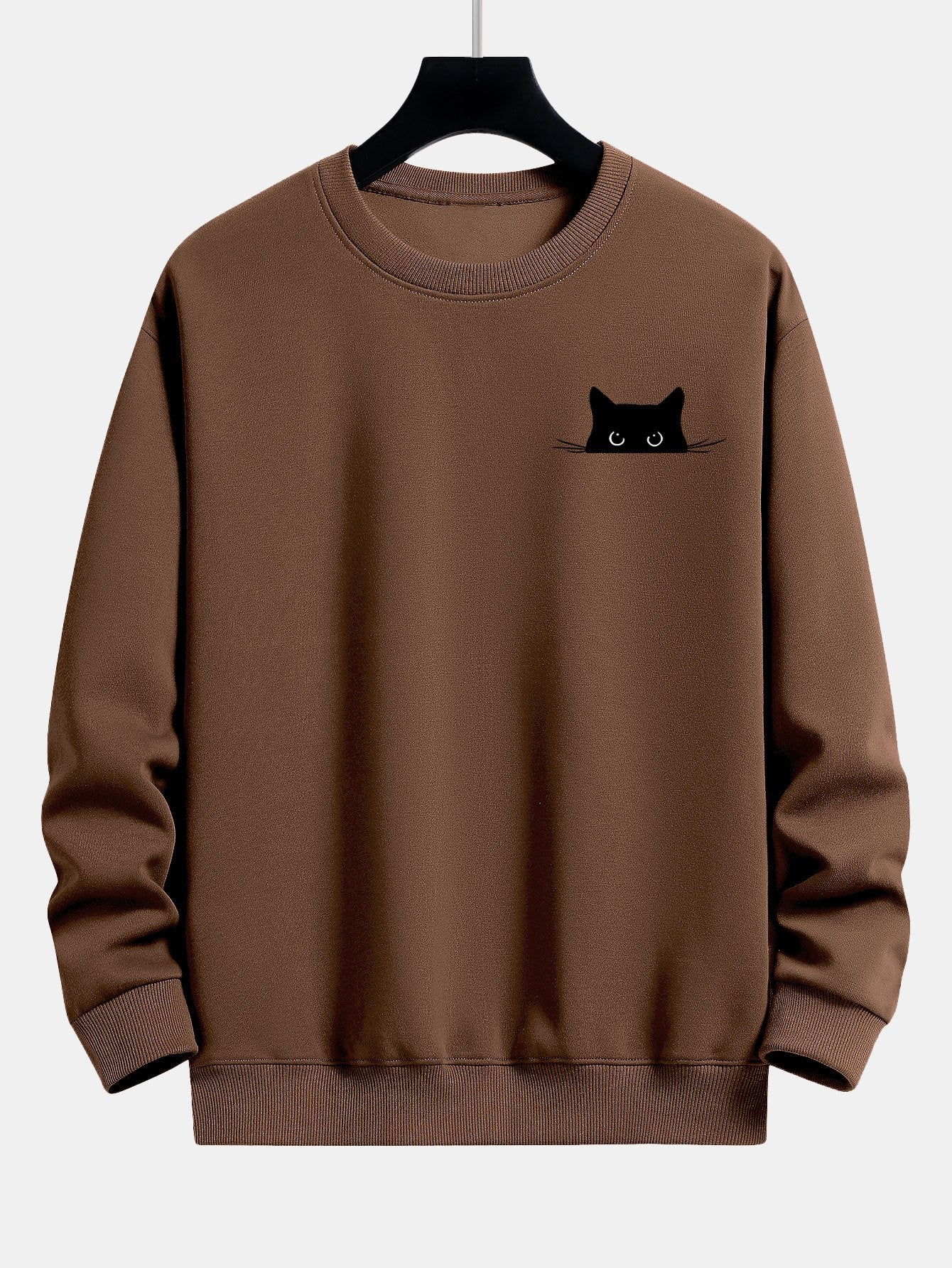 Zwarte Kat Print Relaxed Fit Sweatshirt