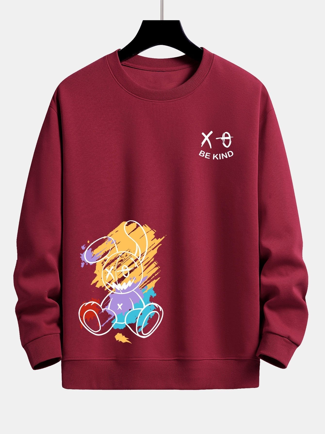 Graffiti Rabbit Print Relax Fit Sweatshirt