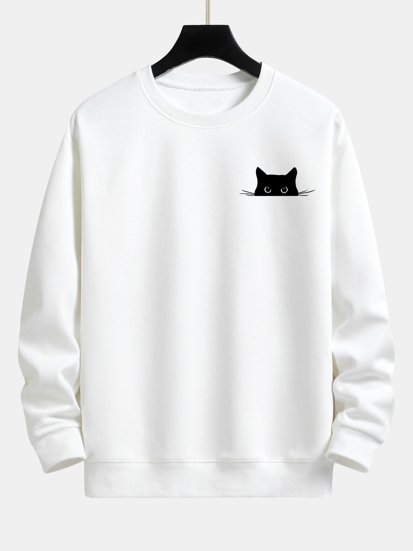 Zwarte Kat Print Relaxed Fit Sweatshirt