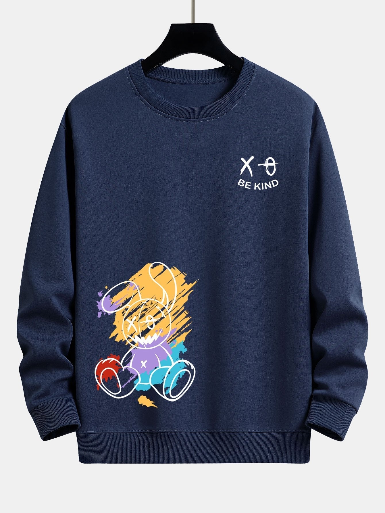 Graffiti Rabbit Print Relax Fit Sweatshirt