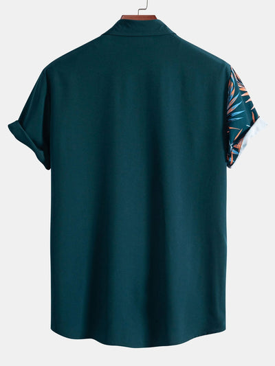 Leaf Patchwork Print Button Up Shirt