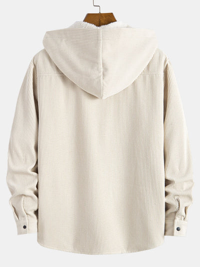 Fleece Lined Corduroy Hooded  Overshirt