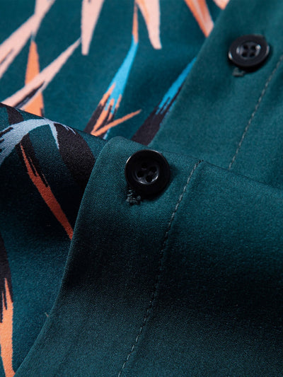 Leaf Patchwork Print Button Up Shirt