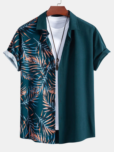 Leaf Patchwork Print Button Up Shirt