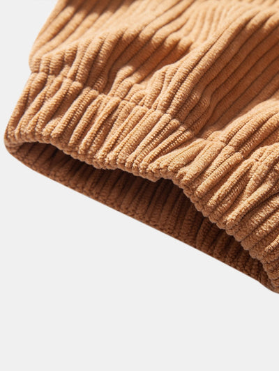 Drawstring Corduroy Cargo Jogger Pants