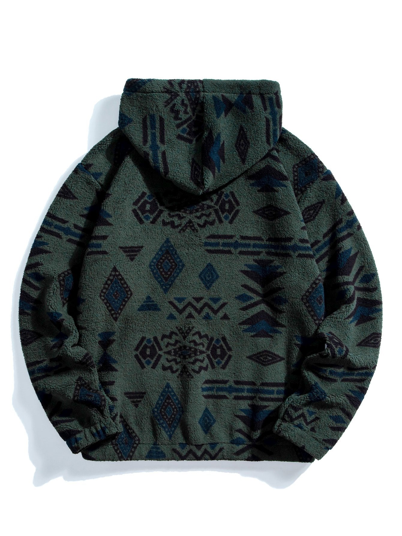 Aztec Print Teddy Hoodie & Drawstring Corduroy Cargo Jogger Pants