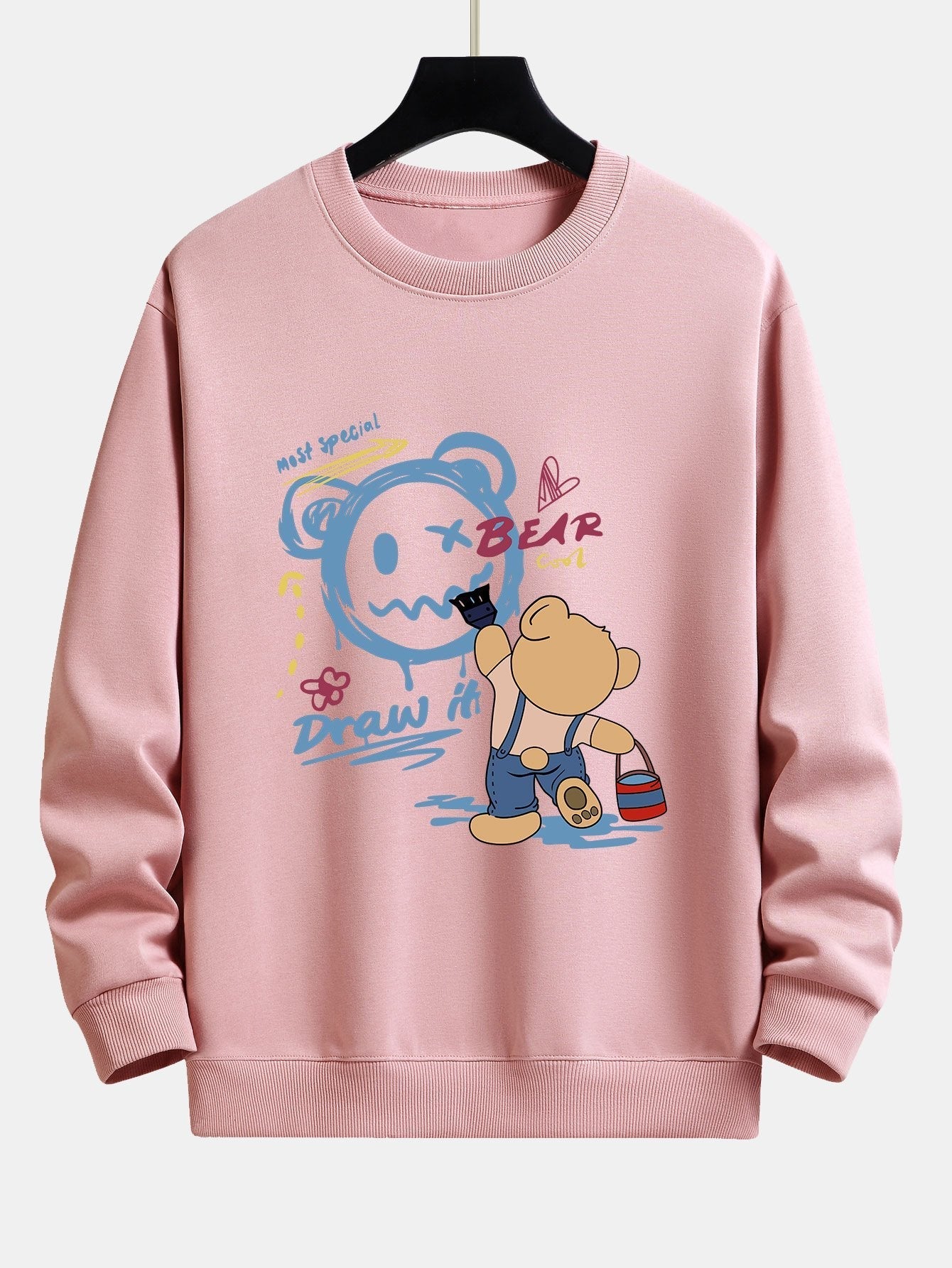 Graffiti Bear Print Relax Fit Sweatshirt