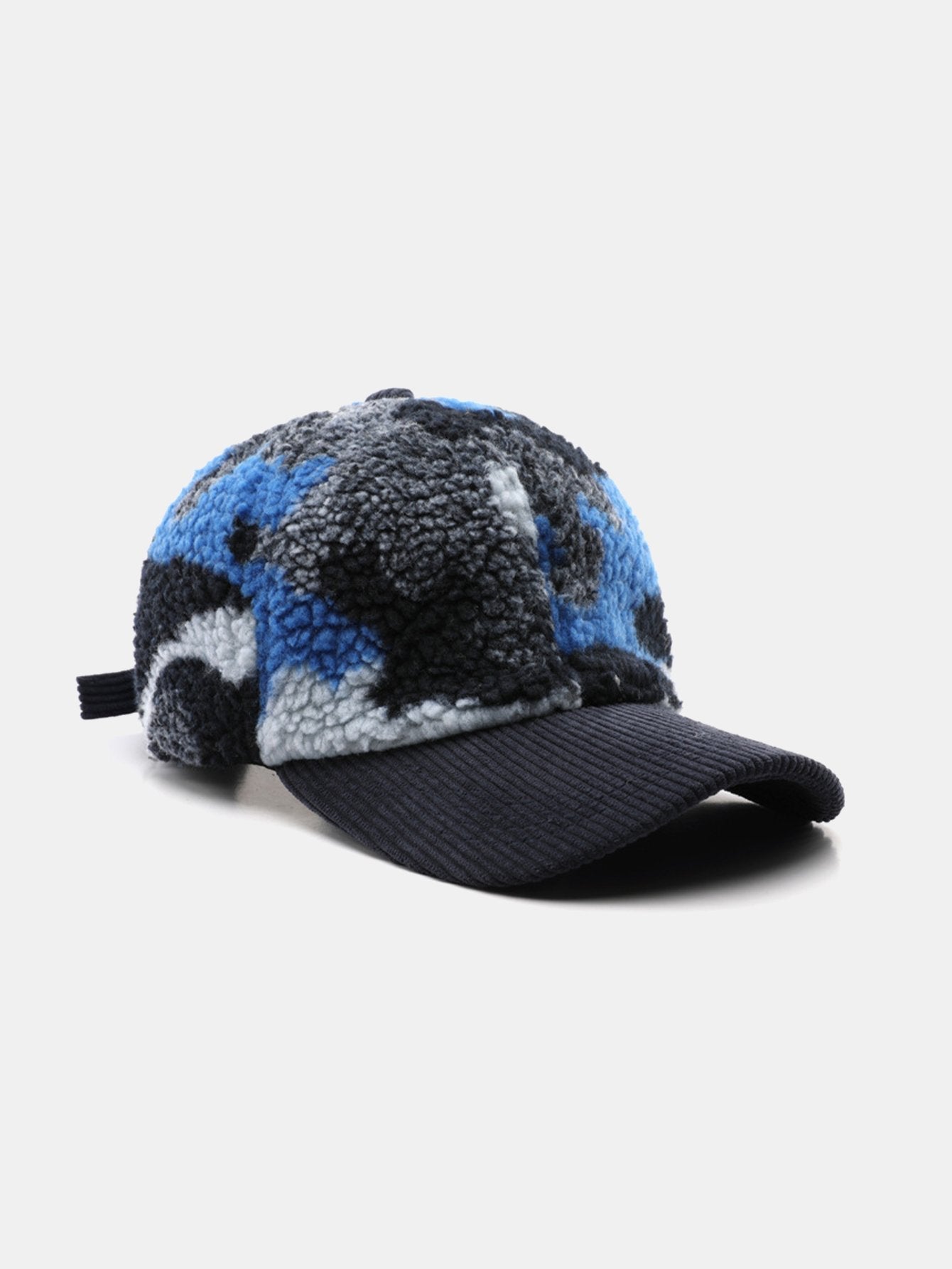 Camouflage Color Block Teddy Plush Baseball Cap