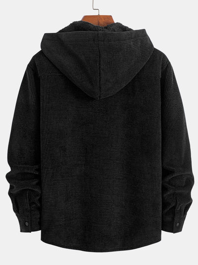 Fleece Lined Corduroy Hooded  Overshirt