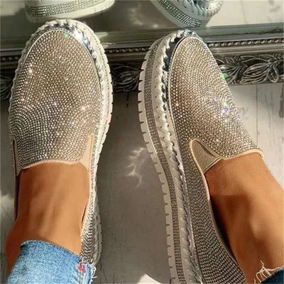 Liveli - Atmungsaktive Slipper mit Plateausohle und Strasssteinen für Damen