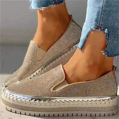 Liveli - Atmungsaktive Slipper mit Plateausohle und Strasssteinen für Damen
