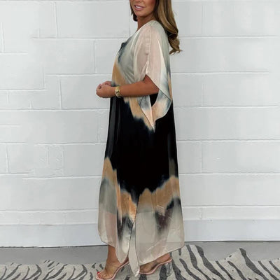 Celestine Elegante Chiffon Jurk met Dip Dye Effect – Beperkte Editie