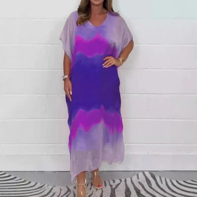 Celestine Elegante Chiffon Jurk met Dip Dye Effect – Beperkte Editie