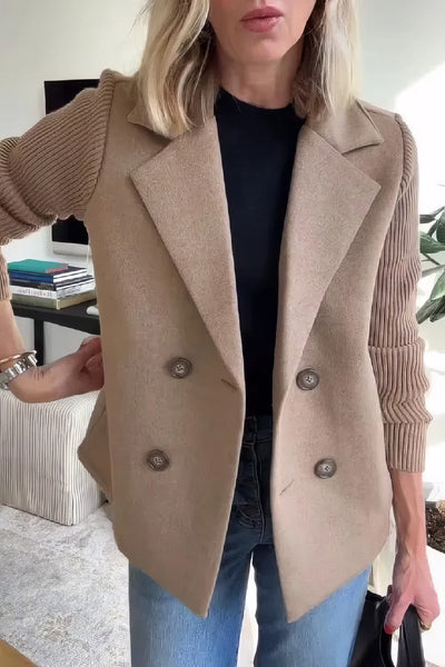 CLAIRE | Long Cardigan with Patchwork Sleeves, Trendy and Chic