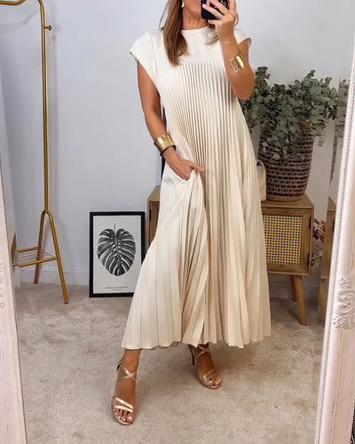 ELEONORA | Pleated Sleeveless Dress, Elegant and Timeless