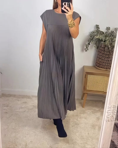 ELEONORA | Pleated Sleeveless Dress, Elegant and Timeless