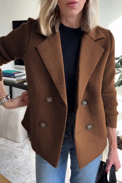 CLAIRE | Long Cardigan with Patchwork Sleeves, Trendy and Chic