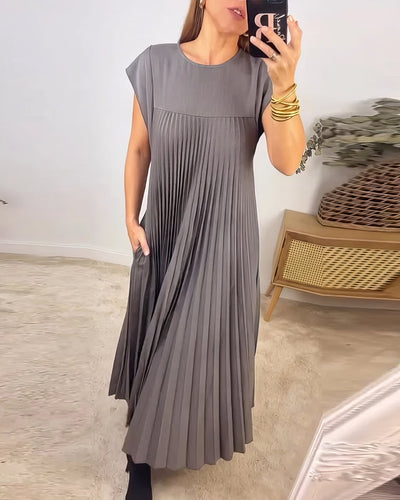 ELEONORA | Pleated Sleeveless Dress, Elegant and Timeless