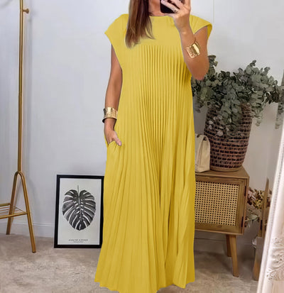 ELEONORA | Pleated Sleeveless Dress, Elegant and Timeless