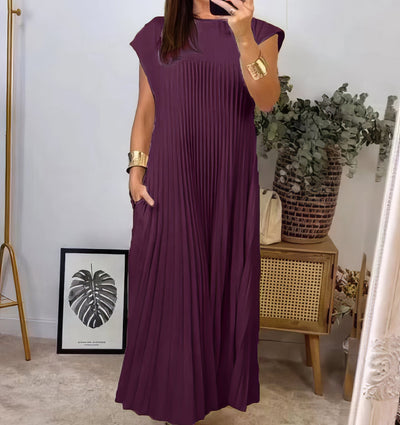 ELEONORA | Pleated Sleeveless Dress, Elegant and Timeless