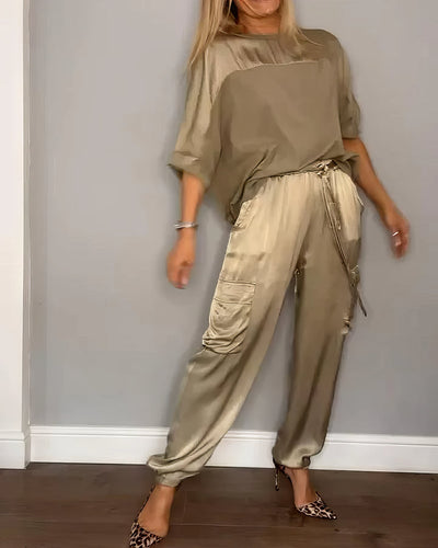 AMELIA | Komplette zweiteilige Bluse und schicke Cargohose