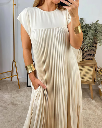 ELEONORA | Pleated Sleeveless Dress, Elegant and Timeless
