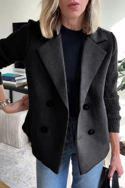 CLAIRE | Long Cardigan with Patchwork Sleeves, Trendy and Chic