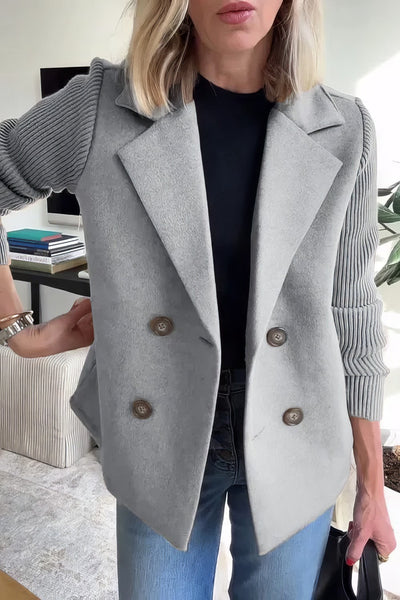 CLAIRE | Long Cardigan with Patchwork Sleeves, Trendy and Chic