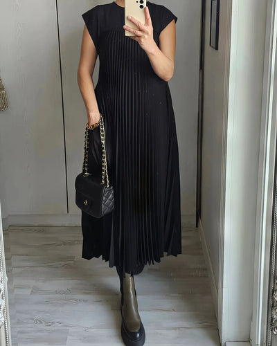 ELEONORA | Pleated Sleeveless Dress, Elegant and Timeless