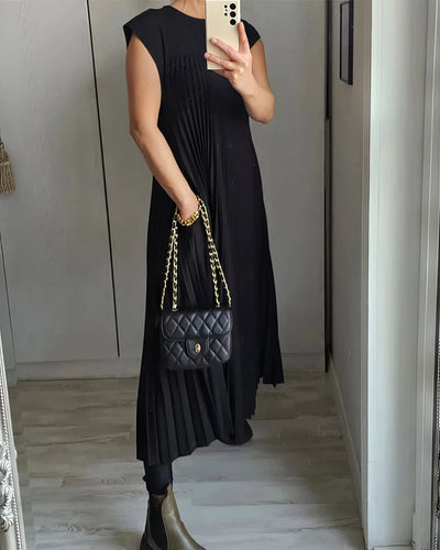 ELEONORA | Pleated Sleeveless Dress, Elegant and Timeless